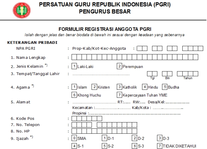 Pendaftaran PGRI Nunukan - Persatuan Guru Republik Indonesia Cabang Nunukan